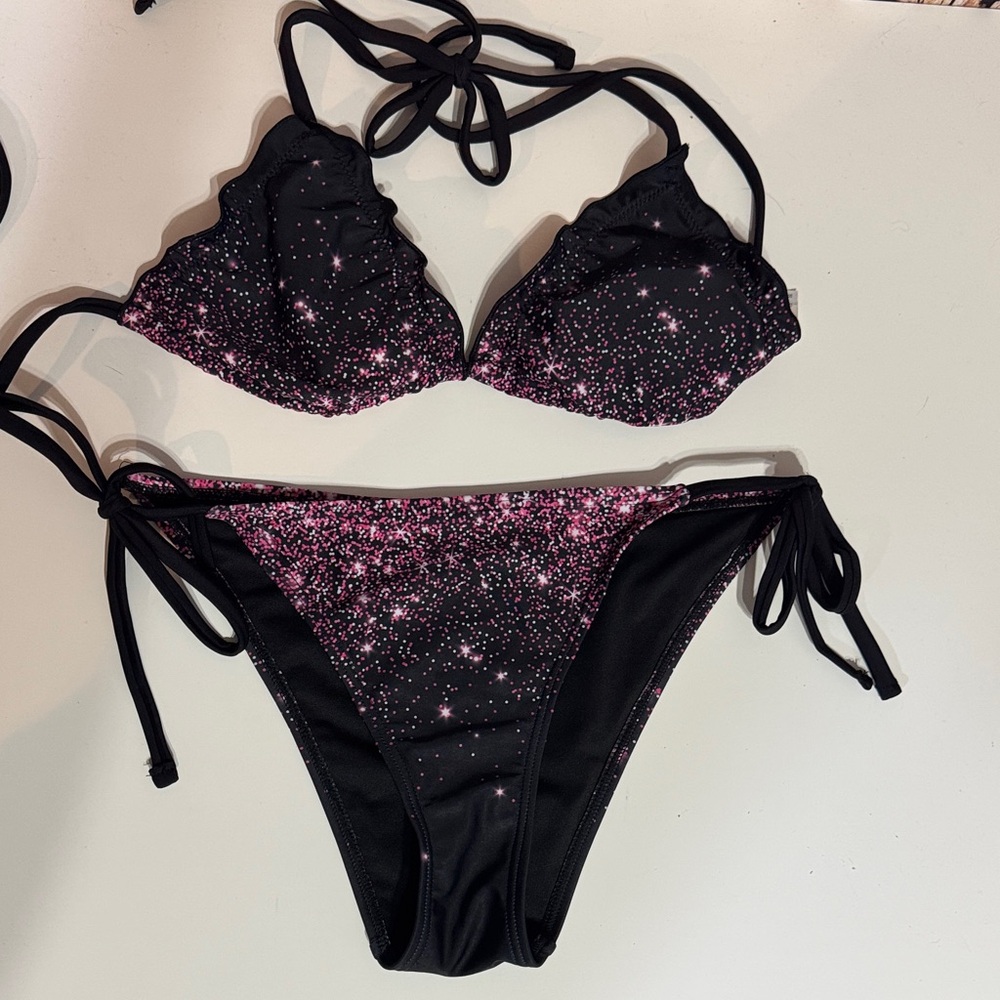 Black and Pink Starry Bikini Set